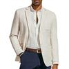 PJ Paul Jones Giacca da Uomo Slim Fit Due Bottoni Casual Blazer Cotone Lino a Spina di Pesce Cappotti Sportivi, Beige, L