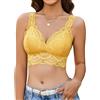 Avidlove Bralette da donna in pizzo a triangolo con scollo profondo senza fili, canottiera con spalline sexy e morbide, Giallo, XX-Large