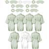 Jecery Set di 7 accappatoi da damigella d'onore, in raso di seta, con maschera per gli occhi per dormire e fascia elastica, bianco, verde chiaro, taglia unica