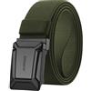 JUKMO Cintura tattica elasticizzata da uomo, militare, da lavoro, escursionismo, 3,8 cm, in nylon elastico, a cricchetto a sgancio rapido, Verde militare, Large-for Waist 42-46 (Length 53)