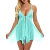 ONGASOFT Lingerie Donna Sexy Intima Pizzo Babydoll Trasparente Camicia da Notte Chiusura Frontale Aperta Scollo a V Perizoma, Bianco