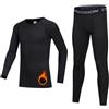 Gavena Set di compressione termica per bambini, per palestra e sport, per bambini dai 6 ai 13 anni, Pile Nero, 4-5 Years