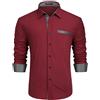 Enlision Camicia Bordeaux Uomo Elegante Manica Lunga Regular Fit Camicia Matrimonio Casual Camicie Classiche da Cerimonia Business con Tasca 3XL