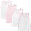 Letoileite Confezione da 4 Canottiere da Bambina Canotte in Cotone Maglietta Intima Traspirante Morbida Bambine 2-10 Anni