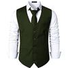 PARKLEES Gilet da uomo hipster urbano design business formale slim fit abito smoking gilet, Oliva, S