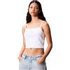 Calvin Klein Donna Canotta Woven Label Cami a Costine, Bianco (Brilliant White), S