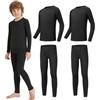 AMZSPORT Biancheria Intima Termica per Bambini, Set Intimo a Manica Lunga per Ragazzi, Comfort e Traspirabilità per lo Sci, Nero-2 Set XXL