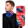 Basic Sense Tie Dye Morbido Multifunzionale Scaldacollo Ghetta Copricapo Protezione Vento Sciarpa Tubo Snood Sport Invernali Rivestimenti Viso, Rosso e blu, Taglia unica