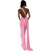 JUMISEE Abito lungo da donna, sexy, monospalla con schiena scoperta, elegante, increspato, senza maniche, abito da sera, abito da cocktail, Rosa, M