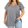 Gosunny Plus Size Top da donna estivo a maniche corte, maglietta oversize, collo a V