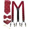 JEMYGINS Bretelle Uomo Borgogna/Slitta di Natale in Seta Natale Regolabili a Forma di Y da 3,5 cm e larghe con 6 Fermagli Robusti con Cravatta e Papillon Insieme Scatola Inclusa(5)