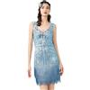 BABEYOND Abiti da Donna Anni '20 con Scollo a V e Frange e Perline Abito Grande Gatsby, Azzurro Chiaro, M