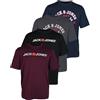 JACK & JONES Confezione da 4 magliette da uomo con stampa in cotone, diversi loghi, Confezione da 4 (1 nero, 1 porta reale, 1 blu navy, 1 asfalto), M