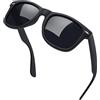 Joopin Occhiali da Sole da Uomo Donna Polarizzati Protezione UV400 Classici Rettangolari Quadrati Vintage Retrò Anni '80 Occhiali da Guida (Nero Opaco)