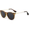 SUNGAIT Tondi Vintage Occhiali da Sole per Donna Uomo Classic Retro Designer Stile (Lente Grigio Polarizzate/Ambra Frame (Finitura Opaca)) -SGT567 PGHPKHU