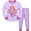 Gumyoss Pigiama per Bambine Sirena Set Pigiama per Bambini Cotone Maniche Lunghe Inverno Sirena 2 Pezzi 9 Anni