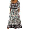 Rifuli Abito estivo da donna, lungo, ampio, mezze maniche, plissettato, etnico, floreale, abito midi con tasche