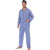 GLOBAL Pigiama Uomo 100% Cotone, Set Biancheria da Notte Lungo Traspirante | Due pezzi leggero adatto tutto l'anno, Camicia con tasche, coulisse pantalone, tessuto confortevole per il riposo notturno