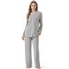 Zylioo Tall Size - Pigiama da donna, 2 pezzi, con gamba lunga, a maniche lunghe, grigio chiaro, M Große Größen Extra Tall