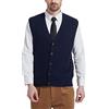 Kallspin Maglione Cardigan da Uomo con Scollo a V e Lavorazione a Cavo con Bottoni in Misto Lana（Blu Navy，2XL）