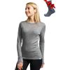 Merino.tech Maglia Termica Donna Lana Merinos - 100% Lana Merino + Calzini (Small, Gray Heather 250)