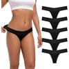 Auithery Tangas Sexy in Cotone con Pizzo per Donna, con Controllo Addominale, Tangas a Tanga, Taglie XS - 4XL, Confezione di 5, 5 Tangas Nere, Taglia XXL
