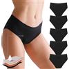 Lohhbve 5 Pack Heavy Flow Assorbente Periodo Mutandine per Le Donne Mid-High Vita Menstruale Leakproof Knickers Postpartum Breve Biancheria Intima