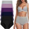 Lohhbve Donne a Vita Alta Slip Leggero Controllo Tummy Panties Cotone Knickers Morbido Biancheria Intima Traspirante Confezione da 5