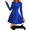 HOTOUCH Abiti da Donna Eleganti a Maniche Lunghe Autunno, Girocollo, A-Line, Colore Solido, Casual, Mini, Festivo, Blu, Taglia M
