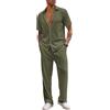 COOFANDY Completo da uomo in 2 pezzi, casual, a maniche corte, con bottoni, camicia da spiaggia estiva e pantaloni larghi