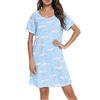 ENJOYNIGHT Camicia da Notte Donna Cotone Vestaglia Estiva Manica Corta Pigiama da Casa Casual da Notte(XX-Large,Luna)