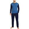 Aseniza Pigiama da Uomo Invernale Cotone Maniche Lunghe Caldo Loungewear Lungo Blu L