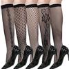 WULIQIUQIU 5 paia di calze a rete alte al ginocchio da donna nere scava fuori pantaloni calzini vestito calzini, 5PC1, Etichettalia unica