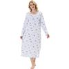Keyocean Camicia da Notte Donna Cotone Lungo Pigiama a Maniche Lunghe