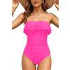 Holipick, Costume da bagno da donna intero, senza spalline, a fascia, per il controllo della pancia, con volant, snellente
