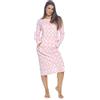 GM Apparel Camicia da notte invernale da donna a maniche lunghe, comoda camicia da notte in pile con apertura a bottone e tasche a marsupio, elegante e confortevole biancheria da notte da donna, Rosa