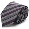 BRERA 67 Cravatta Uomo Righe Grigio Viola Elegante in Seta | Cravattino per Completo 150x7 | Cravatte Slim per Vestito da Cerimonia e per Abiti da Lavoro