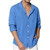 Enlision Camicia Lino Uomo Manica Lunga Estiva Cotone Henley Shirts Collo Coreana con Bottoni Tinta Unita Elegante Casual da Spiaggia S-4XL