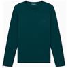 Emporio Armani T-Shirt Girocollo a Maniche Lunghe con monogramma audace da Uomo, Verde, S, Verde, S