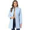 Allegra K, cappotto invernale da donna, con collo alto, a manica lunga, a petto singolo, abbigliamento esterno, Azzurro, M