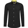 Rusty Neal Camicia da uomo Premium Slim Fit a maniche lunghe Stretch Grigio Colletto Kent Camicia Business Camicia Tempo libero M, nero / giallo, S