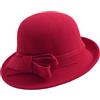 MESU Cappello da donna vintage in feltro anni '20 cloche a bombetta, Rosso, Taglia unica