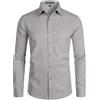 PARKLEES Camicia da uomo a maniche lunghe tinta unita slim fit casual business formale abbottonatura camicie con tasca