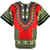 CHAINUPON Camicia Africana Dashiki in Cotone, Stile Tribale, Festival, Boho, Anni 60's 70's, Hippie, Caftano, Rosso, S