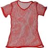 ZUYPSK Maglietta da uomo trasparente a maniche corte in rete, girocollo, a maniche lunghe, maglia elastica, slim fit, Colore: rosso, L