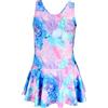 Aquarti Costume Piscina Bambina Intero con Stampa - Resistente, Confortevole e alla Moda, 029B con Gonna/Tie Dye/Blu/Viola/Rosa, 170
