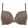 LORMAR Reggiseno Balconcino Double Pizzo Coppe Super Push UP 2 Taglie in più (1, Corteccia)