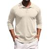 Hisir Polo da uomo, a maglia, a righe, a maniche lunghe, con colletto polo, basic, tinta unita, per lavoro, autunno, inverno, fiocchi d'avena, 3XL
