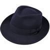 Borges & Scott B&S Premium Doyle- Cappello a Goccia Fedora-100% Feltro di Lana- Ripiegabile in Viaggio- Impermeabile- Blu Scuro 58cm