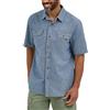 Wrangler Authentics Camicia Classica da Uomo a Maniche Corte, Chambray Lavaggio Medio, XL